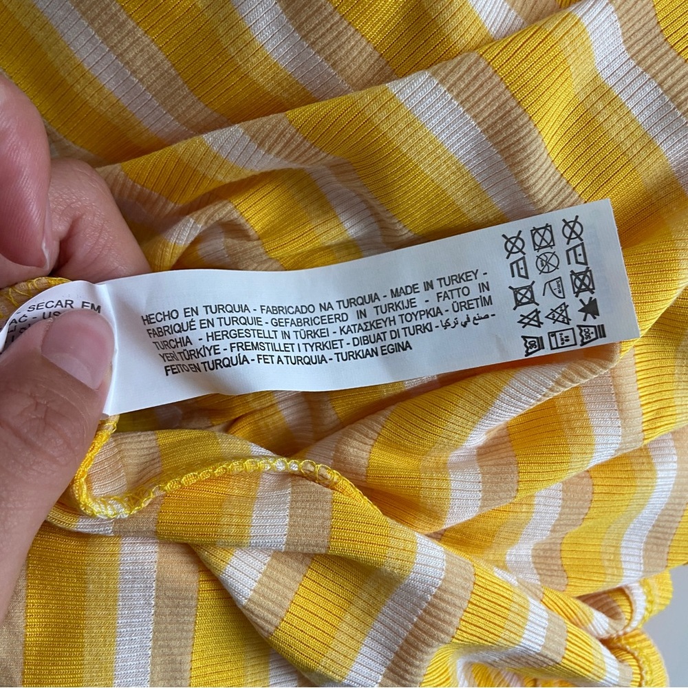 NWT Zara Sleeveless Ribbed Knit Striped Dress Yellow Size Small - Picture 8 of 8